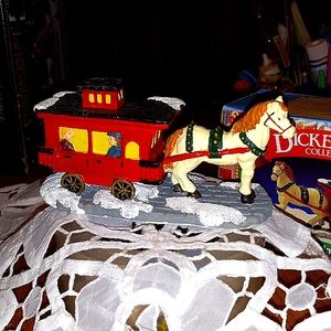 Sleigh horse Victorian decor train figurine